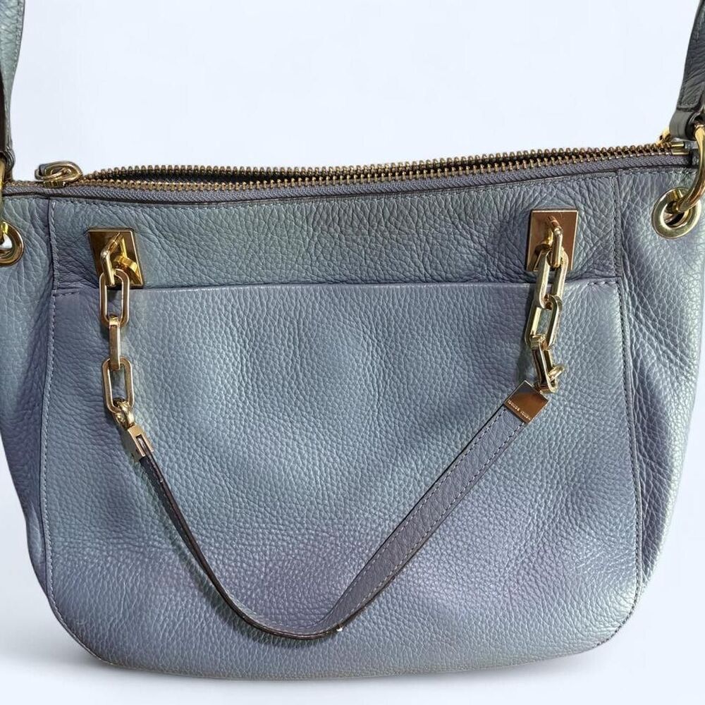Henri Bendel New York Pebbled Leather Blue Convertible Shoulder Crossbody Tote